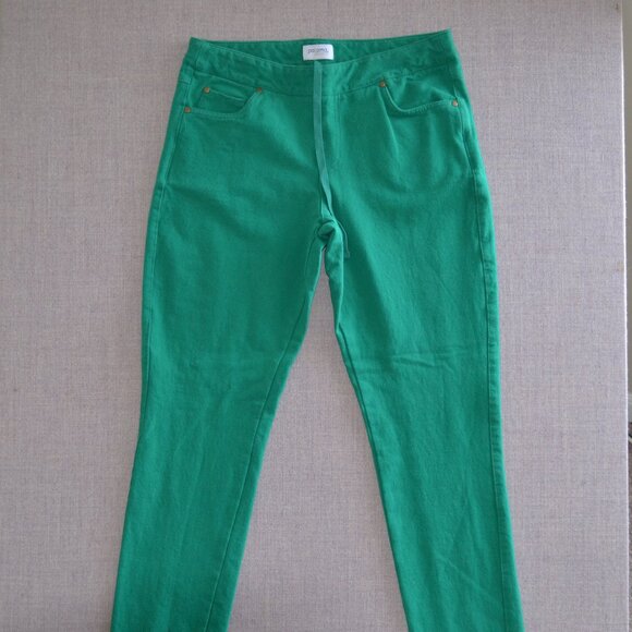 Pajama Jeans Womens M 5 Pocket Kelly Green Pullon Stretch Straight Leg Pants - Picture 1 of 8